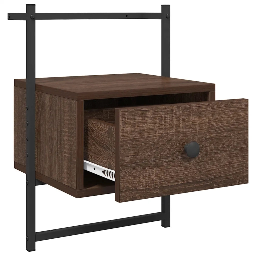 Comodino | Armadio da Notte | Mobiletto da notte a Muro Rovere Marrone 35x30x51 cm Legno Multistrato