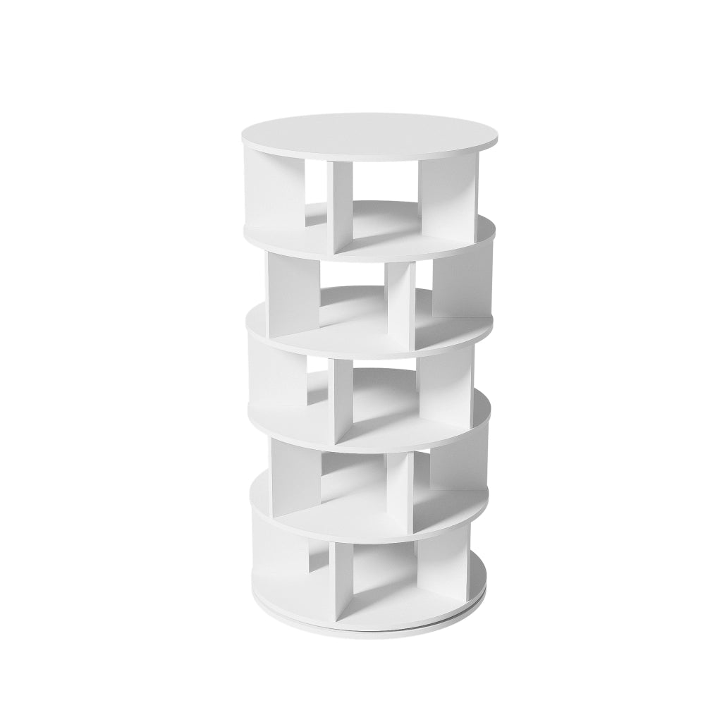 Scarpiera Girevole 5 Livelli con Scomparti; Design Minimalista; in Pannello Truciolare; 60¡Á60¡Á115 cm; Bianco