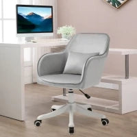 HOMCOM Poltrona da ufficio in velluto poltrona da ufficio massaggiante cuscino lombare integrato regolabile in altezza girevole a 360° grigio chiaro