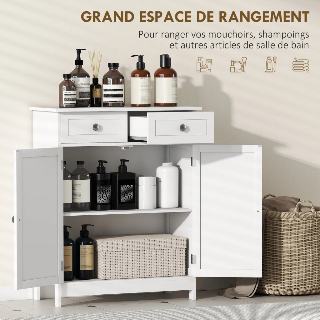 Mobile da bagno con 2 cassetti e ripiano regolabile ¨C zephmum ¨C 60x30x75 cm bianco