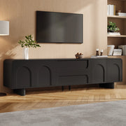 Mobile TV basso nero 180x40x46 cm con 4 ante; 2 cassetti e passacavi