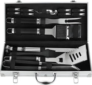 Set di accessori per griglia da 20 pezzi - accessori di alta qualità per griglia in acciaio inossidabile - completo set di attrezzi per griglia per esterno - regalo ideale per uomini e donne - attrezzi BBQ con contenitore in alluminio