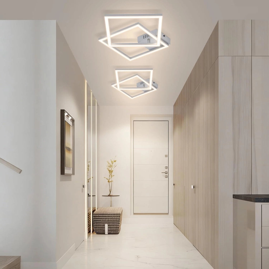 ZMH Plafoniera LED argento 24W 4000K moderna plafoniera quadrata per soggiorno camera da letto corridoio o ufficio