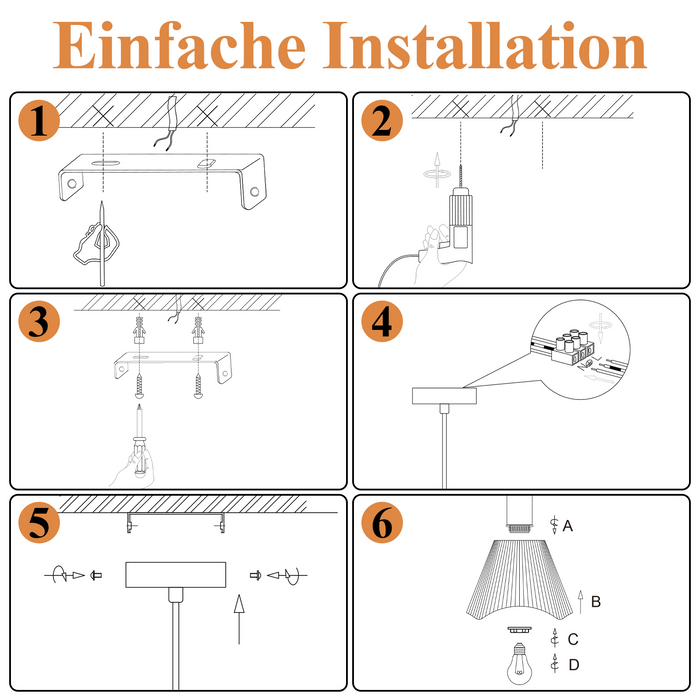 Lampada a sospensione ZMH E27 in stile vintage a 1 luce nera altezza regolabile
