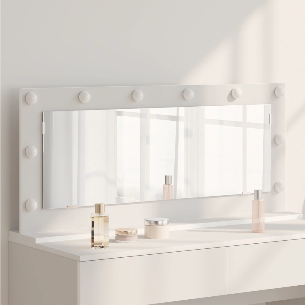 Specchio da trucco con luci LED Bianco 100x45x18 cm