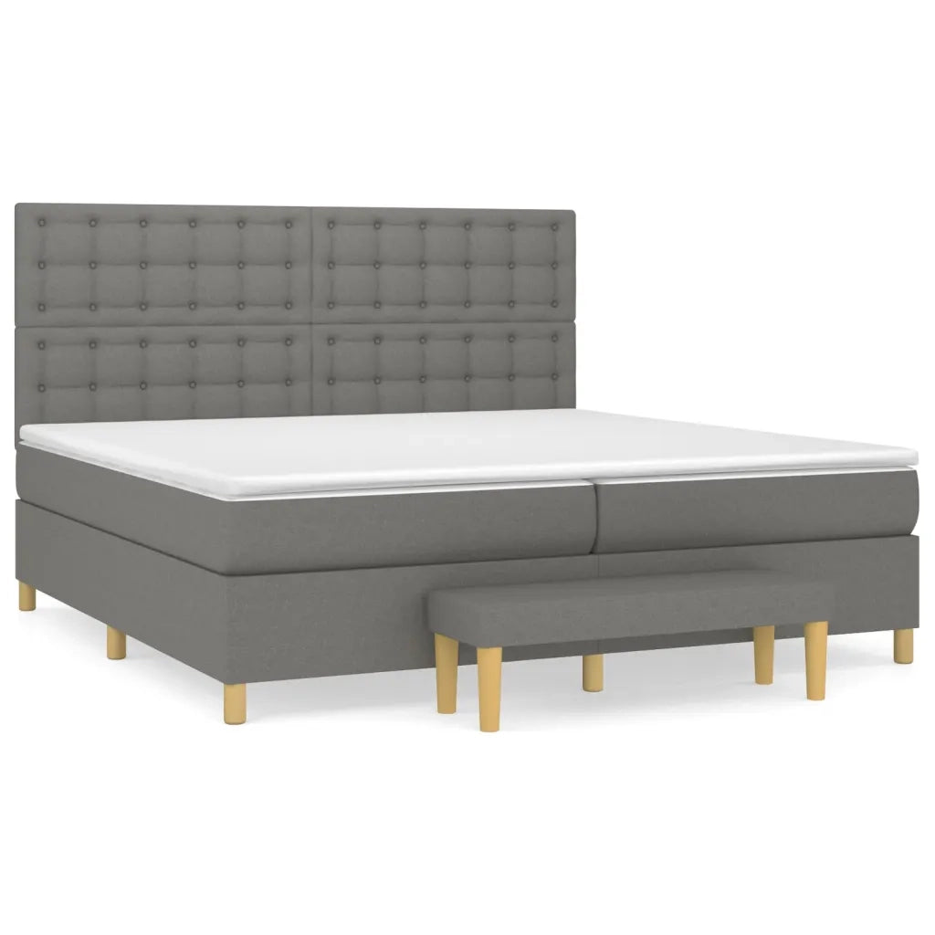 Giroletto a Molle con Materasso Grigio Scuro 200x200 cm Tessuto 3137502