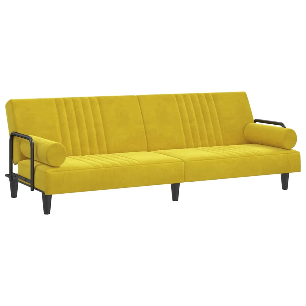 Divano letto con braccioli 205 x 89 x 70 cm velluto giallo 02_0019252