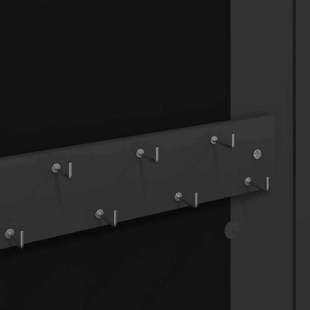 Mobiletto portagioielli mobile contenitore organizer per camera da letto spogliatoio bagno con specchio a parete 30 x 8,5 x 67 cm nero 02_0022840
