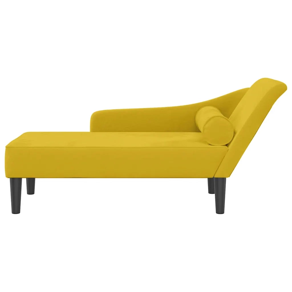 Chaise Longue con Cuscini Giallo in Velluto CFW8499534