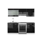 Vicco Cucina componibile Nero lucido/bianco 200 cm , PL Antracite