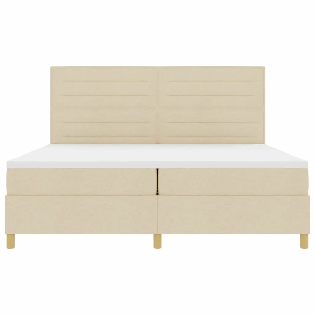 Letto a Sorgente LED con materasso Crema 200 x 200 cm Tessuto 3343052