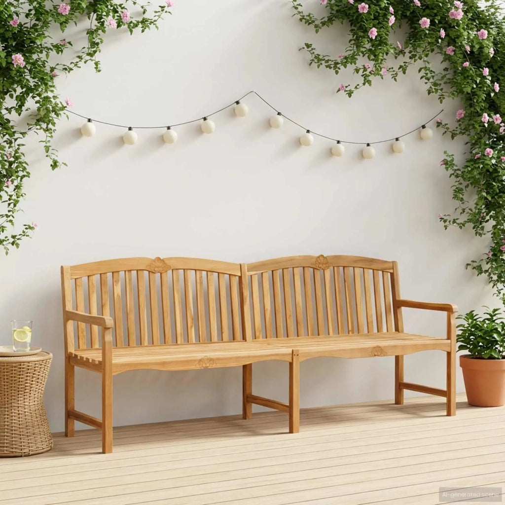 Panchina in legno intagliata a mano Naturale 228 x 61 x 94,5 cm