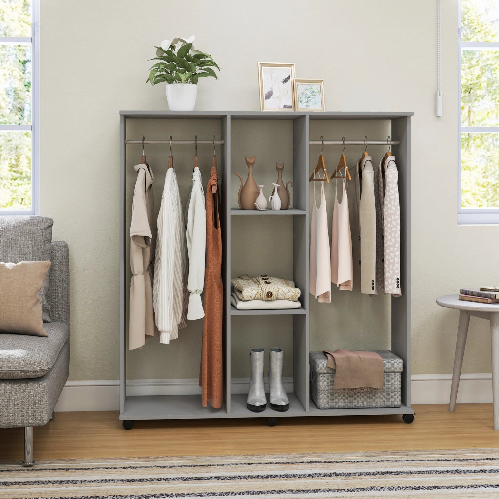 Armadio scorrevole con appendiabiti ¨C zephmum ¨C grigio 120x40x128 cm
