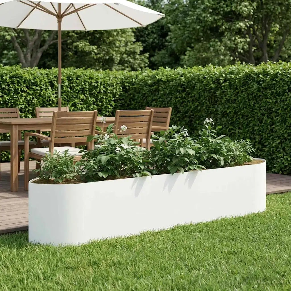 Letto rialzato da giardino Bianco 220 x 40 x 40 cm Acciaio 8011720