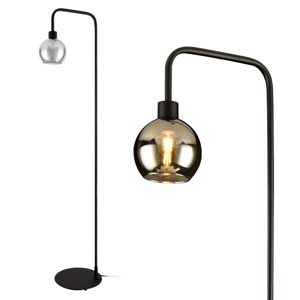 Lampada da terra alta 155 cm Lampada a Stelo Nero con Paralume in Plastica Traslucida Piantana con Portalampadina