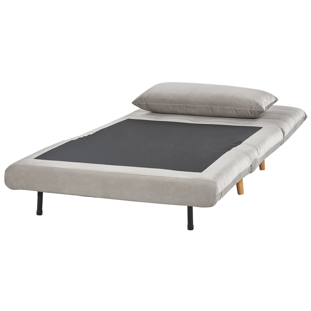 Divano letto piccolo in velluto grigio chiaro 1 posto letto pieghevole senza braccioli scandinavo