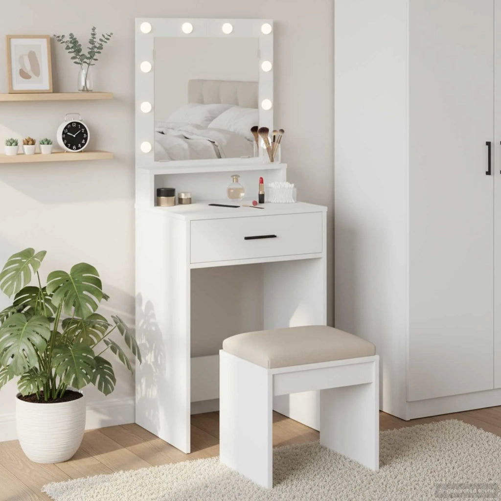 Toeletta | Tavolo da Trucco Bianco 50 x 41 x 135 cm Legno multistrato