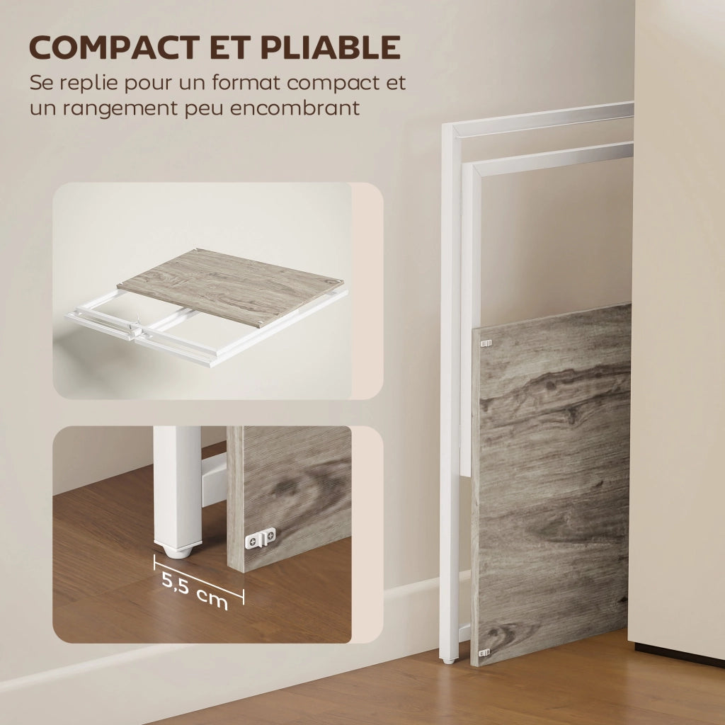 Scrivania computer pieghevole con supporto monitor ¨C zephmum ¨C legno naturale 100x48x87.5 cm