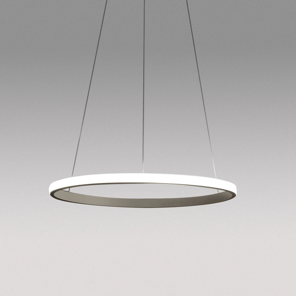 Lampada a sospensione Iole S1 led 28W dimmerabile - Lampadario con Anello titanio moderno, luce calda 3000K, IP20
