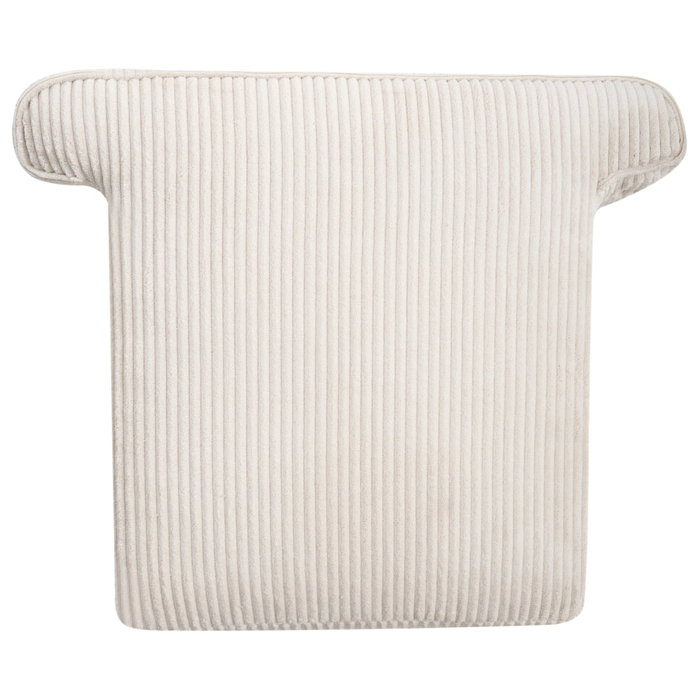 Poltrona con schienale alto rivestita in velluto a coste con gambe in legno Beige chiaro stile Tradizionale