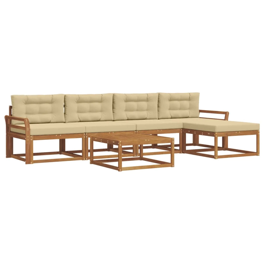 Set di divani da esterno con cuscino 6 pcs Naturale e Beige