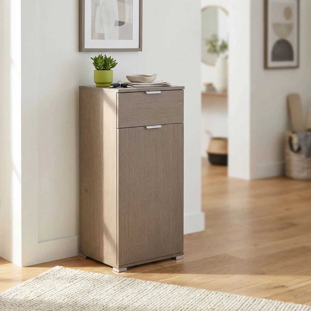 Armadietto da Bagno con cassetto in Legno Composito cm 45x38x103 - CURT