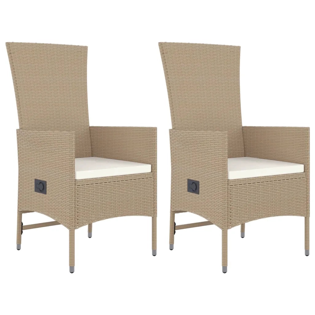 Set da Pranzo da Giardino 3 pz con Cuscini Beige in Polyrattan 3157567