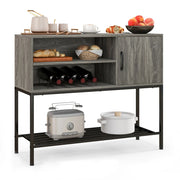 Credenza/mobile bar 100 x 35 x 83 cm con portabottiglie estraibili stile industriale MDF grigio 20_0010817