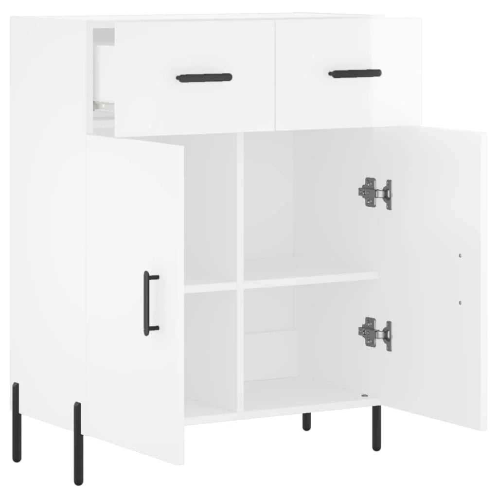 Buffet credenza cassettiera mobiletto mobile contenitore organizer per cucina soggiorno finitura lucida 69,5 x 34 x 90 cm legno ingegnerizzato bianco 02_0030716