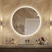 Specchio LED rotondo da bagno con luce regolabile e antiappannamento