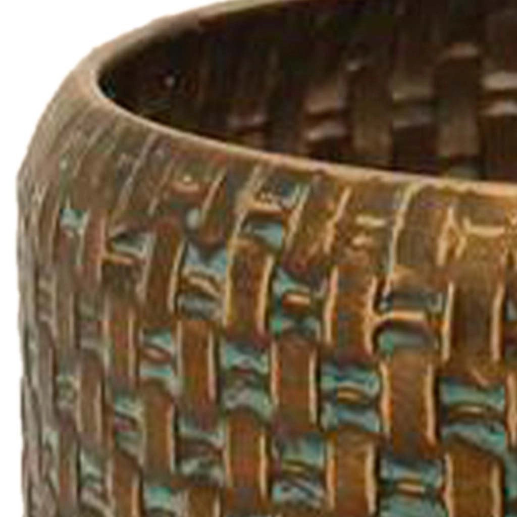 Fioriera in metallo dorato 32x32x19h