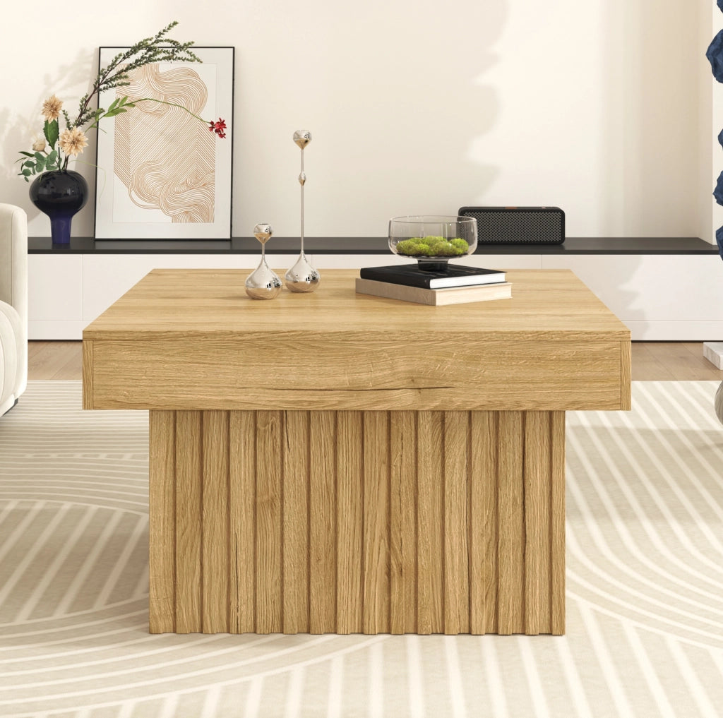 Tavolino da caffè 79x79x46 cm in PB e MDF; colore naturale