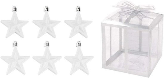 Decorazione per albero di Natale stelle 6 pezzi 6 x 28 x 75 cm per appendere (bianco) - Decorazione per albero di Natale per la festa di Natale