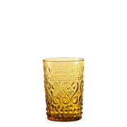 Zafferano Set 6 Bicchieri Tumbler Serie Provenzale in Vetro Colorato in Massa Colore Ambra, Design Raffinato e Resistente per Uso Quotidiano