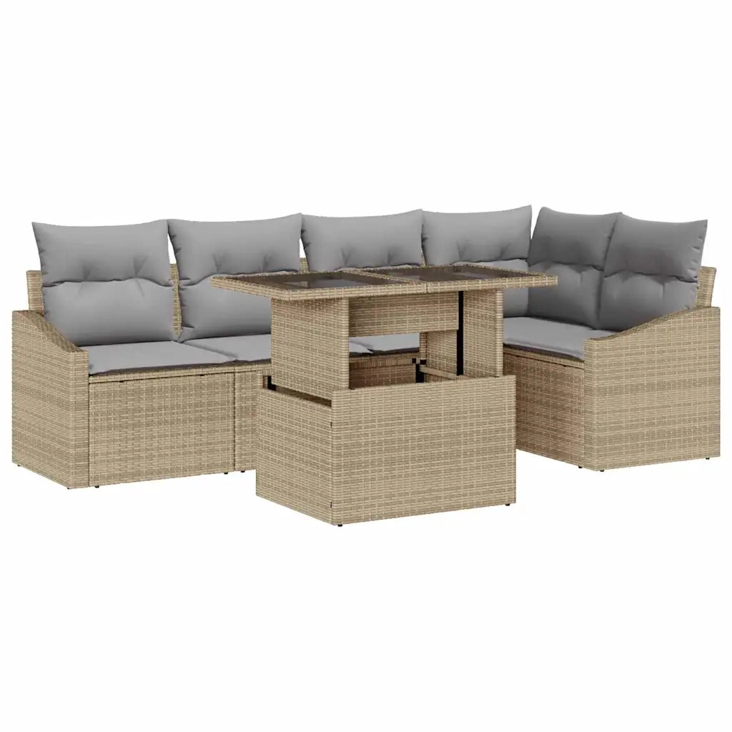 Set Divano da Giardino con cuscino 6 pcs Beige e Grigio Chiaro