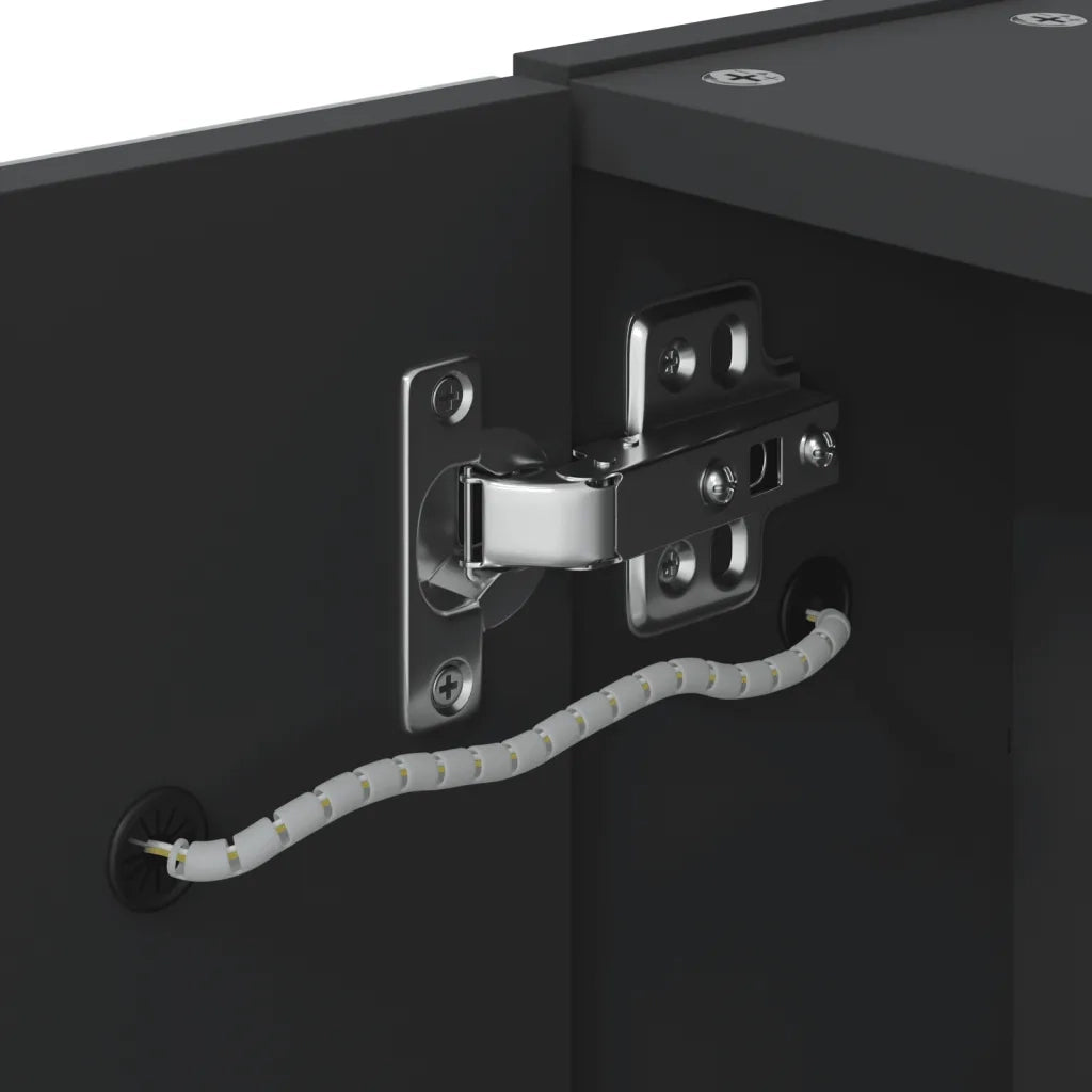 Armadietto Bagno con Specchio e LED Nero 60x13x52 cm 357971