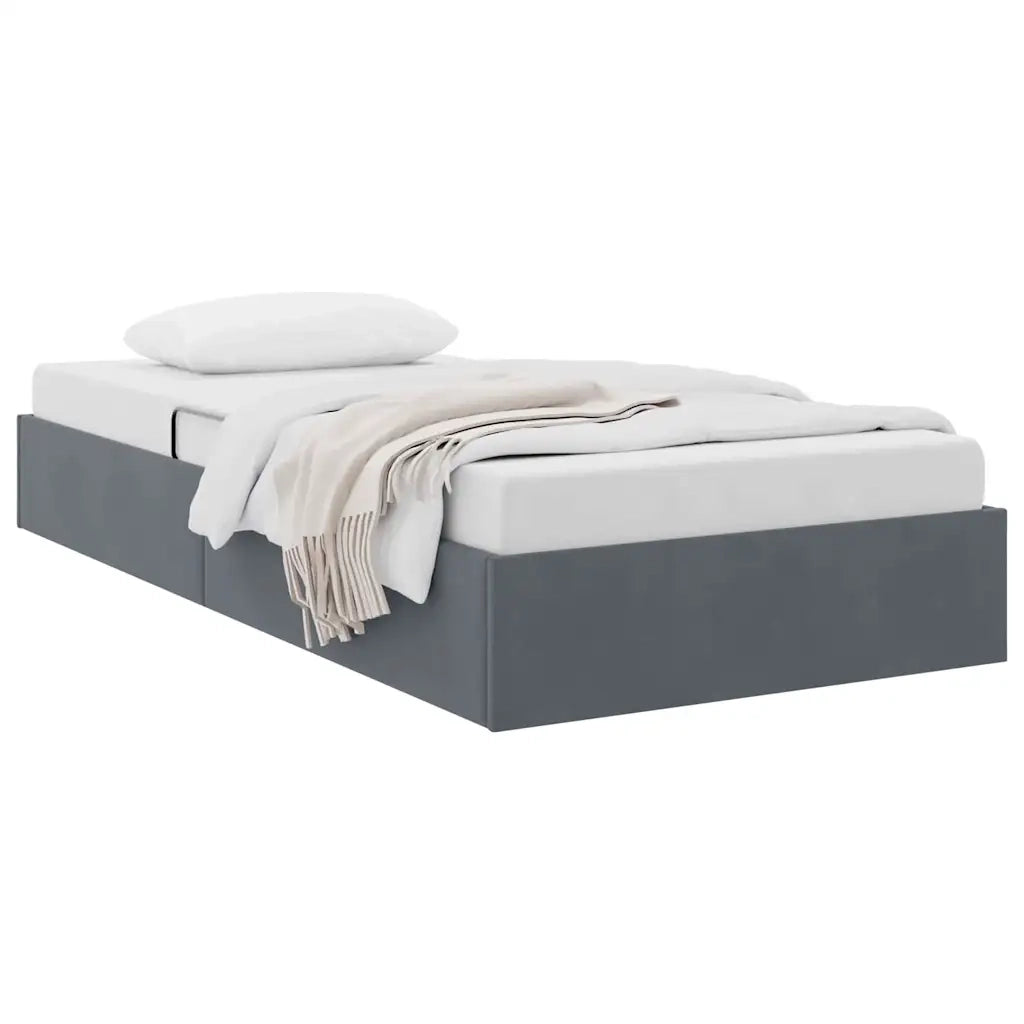 Letto con Contenitore Grigio Scuro 100 x 203 cm Velluto 3370133