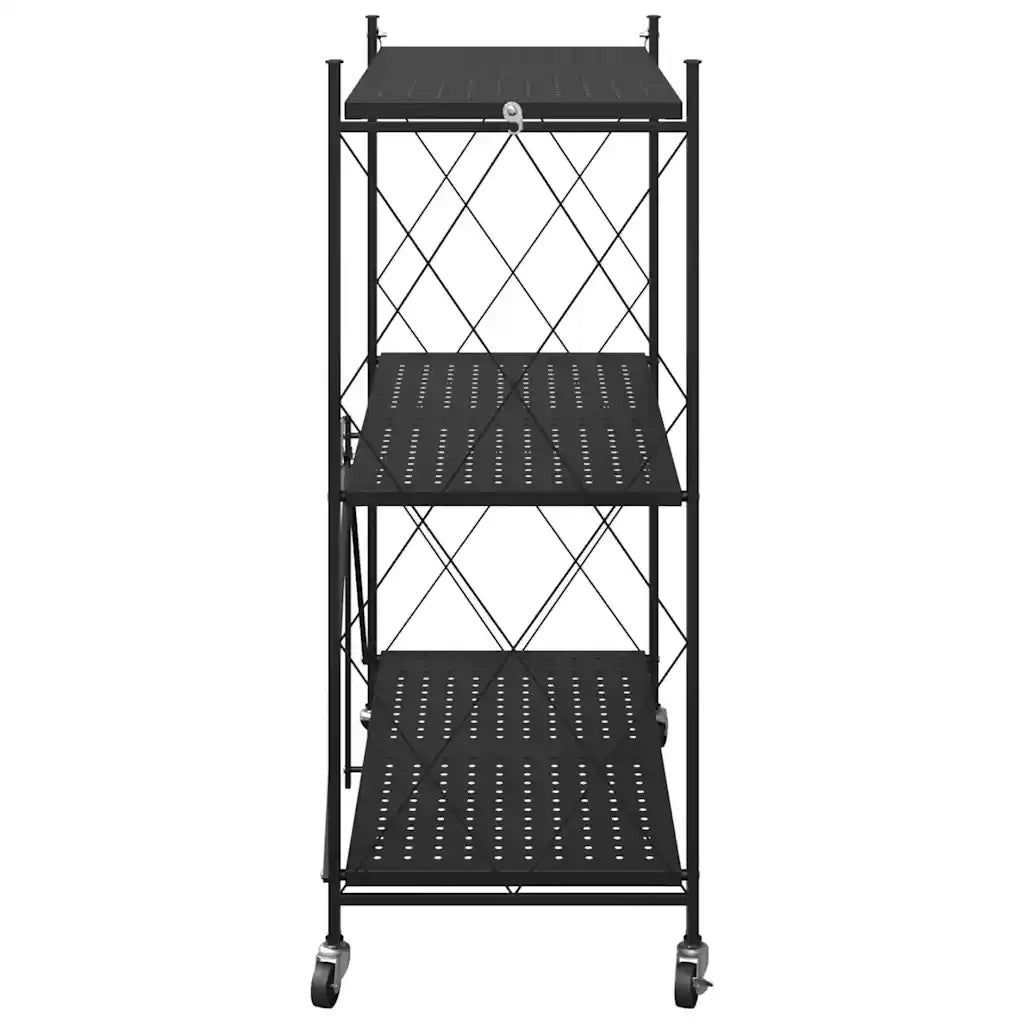 vidaXL Scaffale Portaoggetti su Ruote Nero 71x34x88 cm in Acciaio