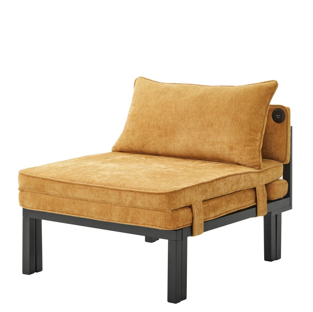 Poltrona letto pieghevole in velluto giallo con porta USB Type-C HOMVRA