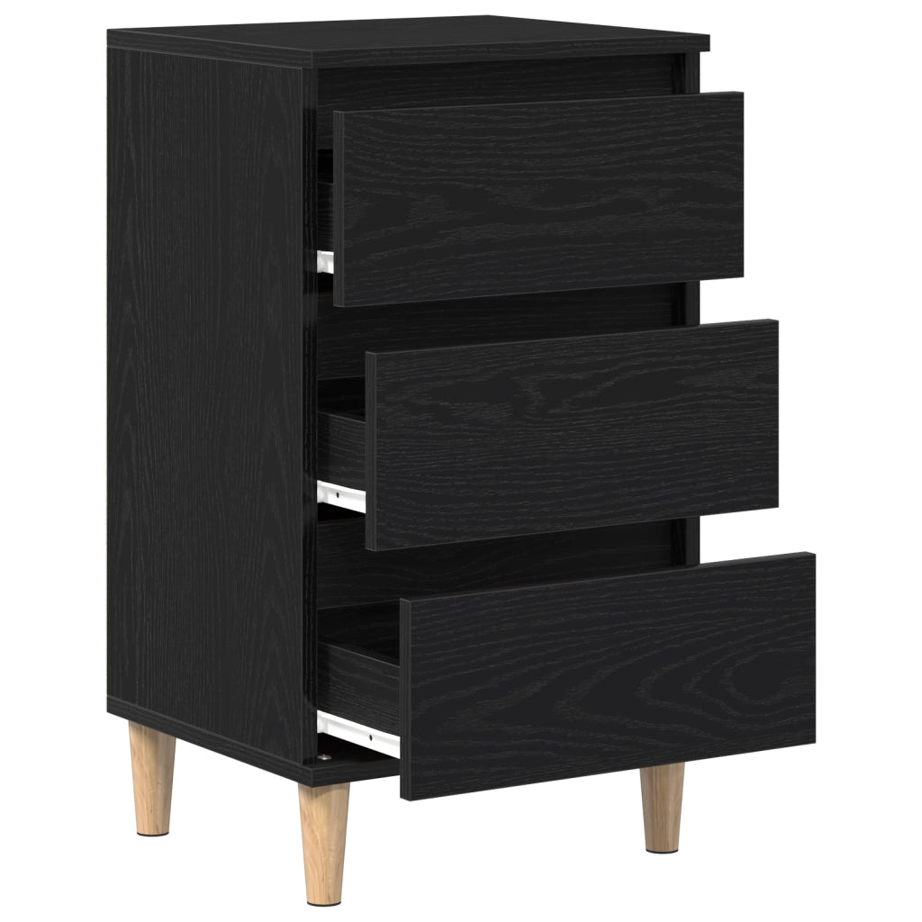 Comodino  Nero Rovere 40x35x70 cm Legno ingegnerizzato