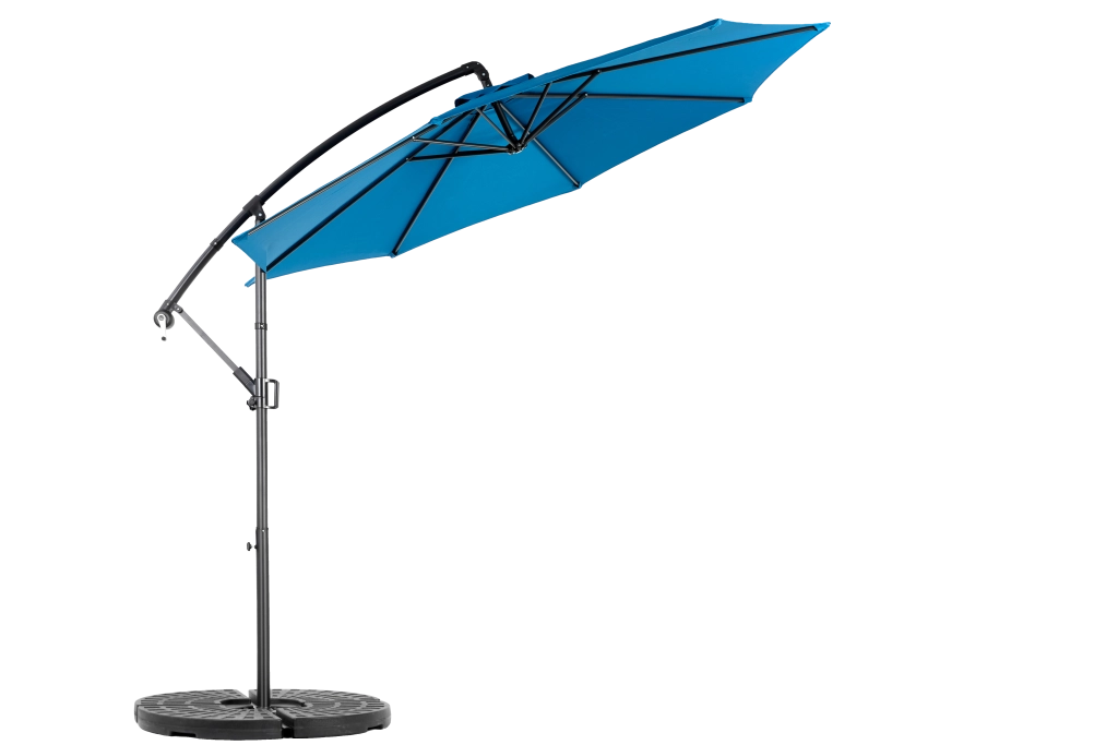 Ombrello Esterno Doppio Lato Rettangolare Grande 14.8 Ft con Manovella Blu Senza Base