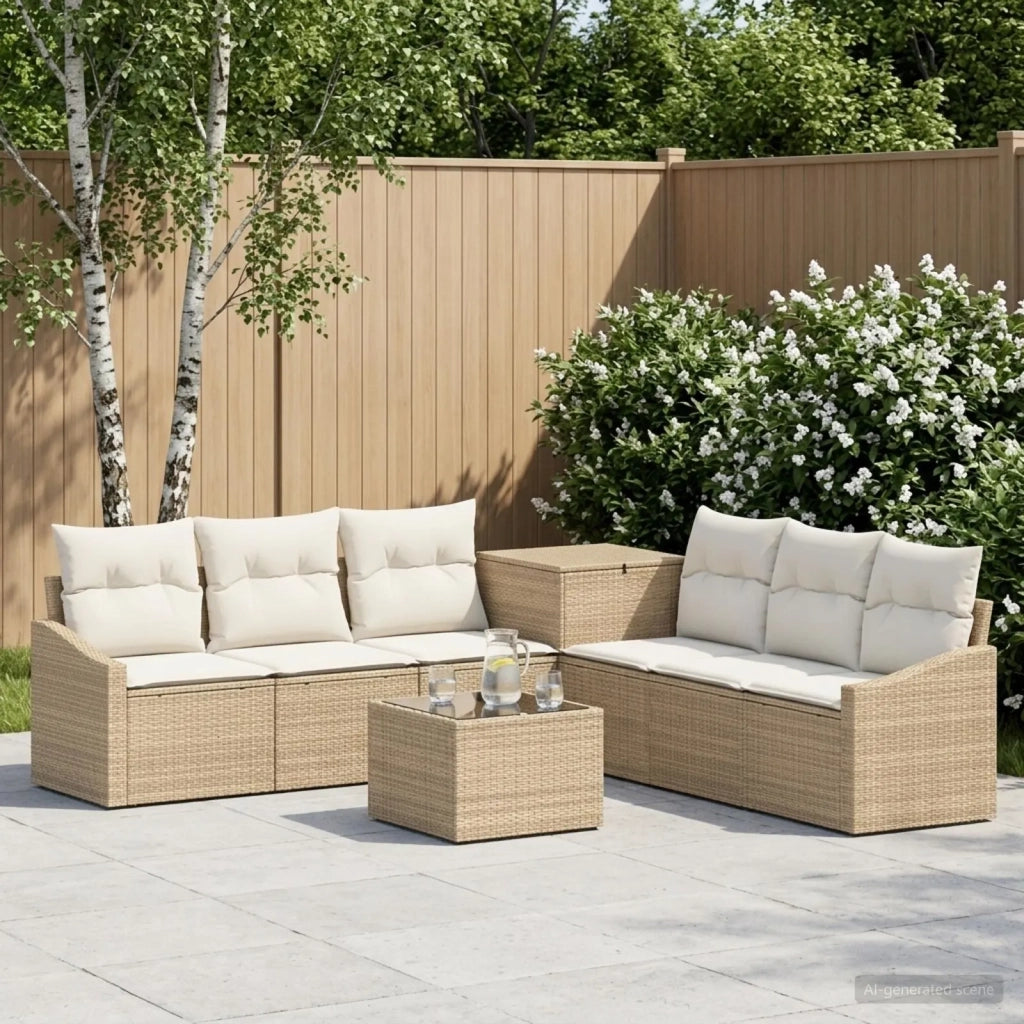 Set di divani 8 pz Beige e Bianco Crema 3448230