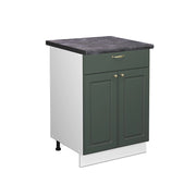 Mobiletto base per cucina Fame-Line Verde-oro rustico/Bianco 60 cm con cassetto, PL Antracite Vicco