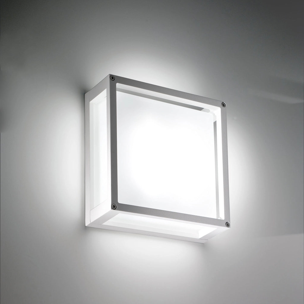 Lampada da Parete e Soffitto LED 10W IP54 3000K Bianco Opaco - Design Moderno in Alluminio Pressofuso 12.2x25x9.5 cm per Ambienti Outdoor e Indoor