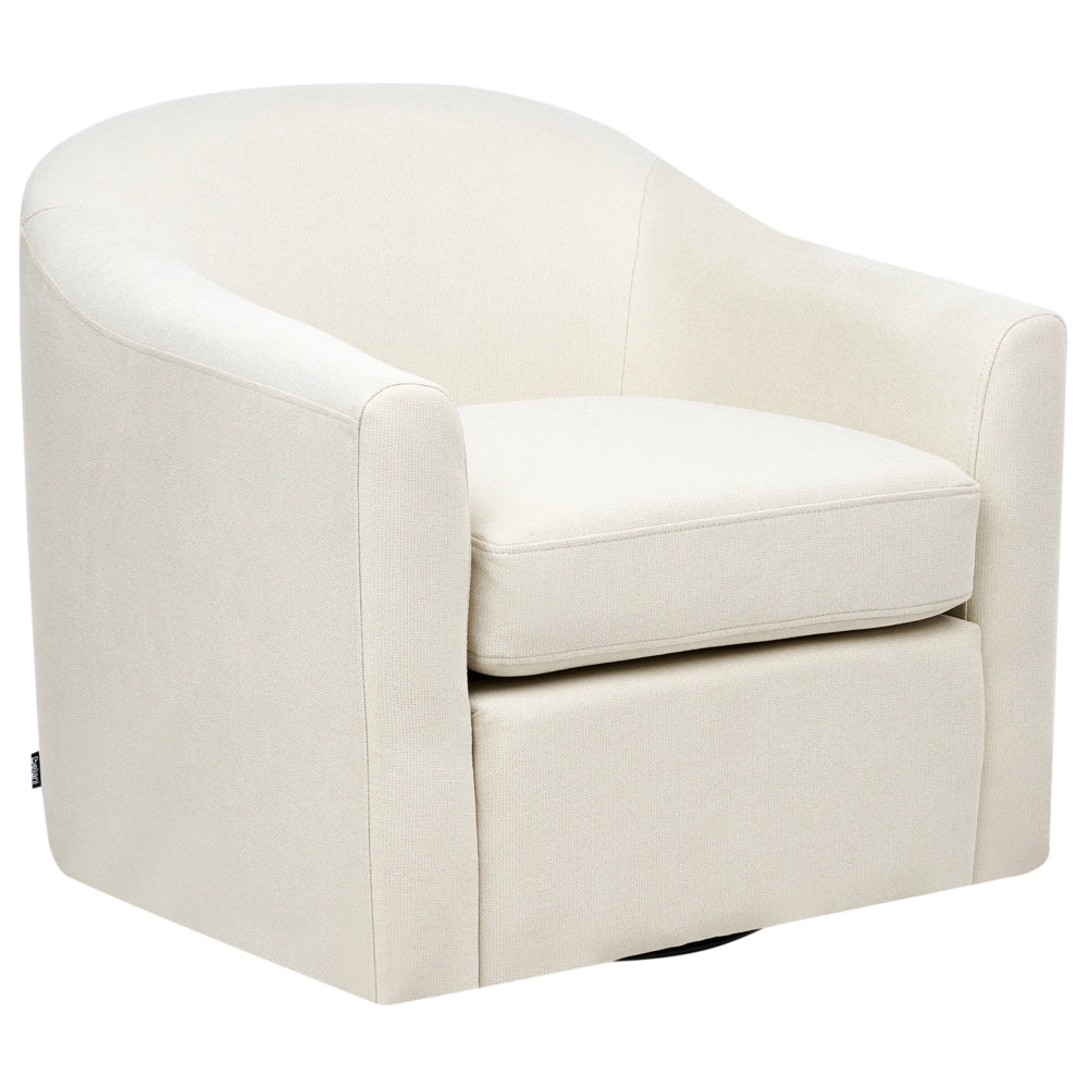 Poltrona girevole Light Beige Poliestere Tessuto idrorepellente Retro Minimalista Mobili Soggiorno
