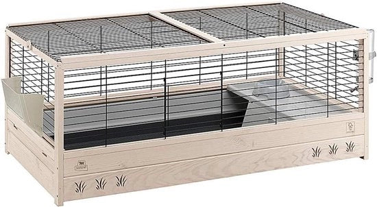 Cassa in legno FSC 120 adatta a cavia e conigli Accessori inclusi Nero L