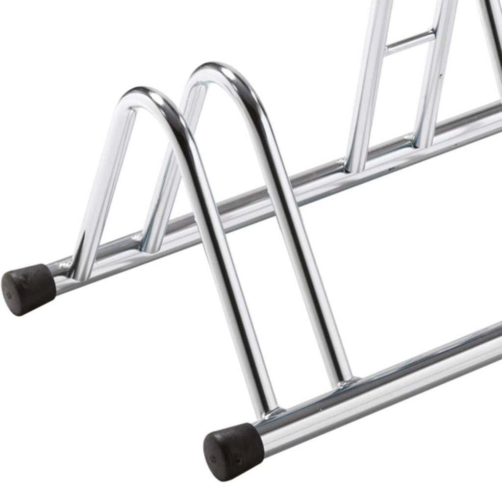 Andrys Rastrelliera Bici 4 Posti Alto/Basso Ruote 6cm Zincato Argento
