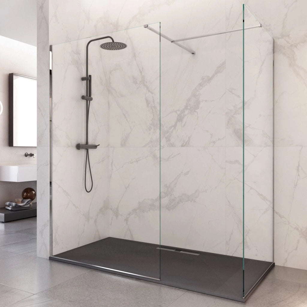 Box doccia due lati con ingresso libero 8mm anticalcare, misura 100x100