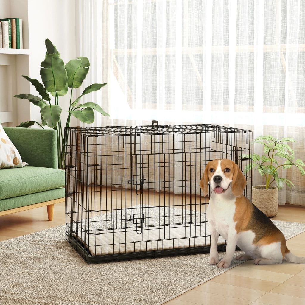 Casetta da trasporto per cani pieghevole con cuscino ¨C zephmum ¨C nero 105x70x75 cm