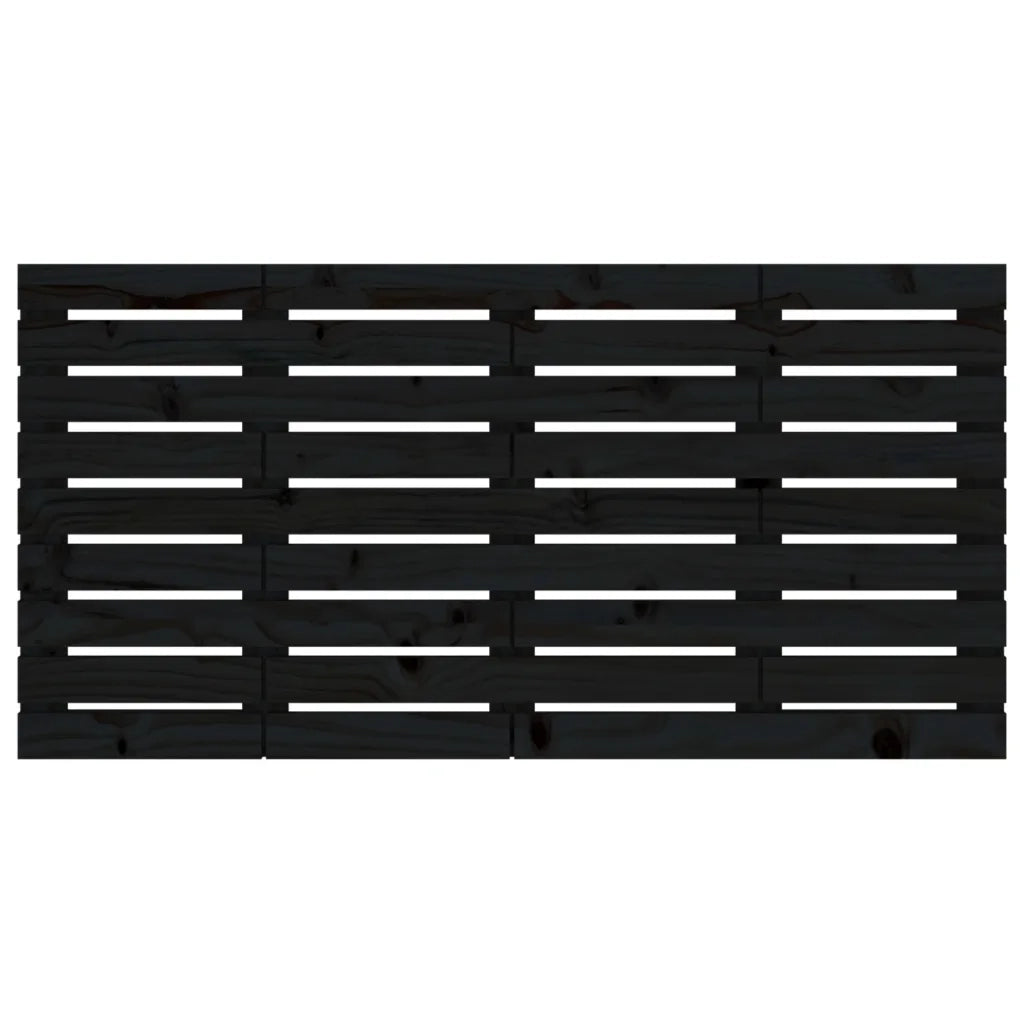 Testiera da Parete Nera 146x3x63 cm in Legno Massello di Pino